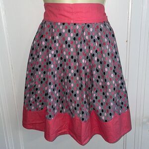 Vtg mid Century pink & black polka dot apron